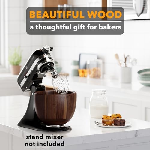 SpaceAid Wooden Bowl for Mixer - Kitchen Space Aid Acacia Wood Mixing Bowls Holder for Stand Mixer, Compatible with 4.5 & 5 QT Tilt-Head Models Kitchen, Natural Wood