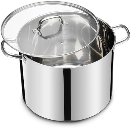LIANYU 20 QT Stainless Steel Large Stock Pot, Heavy Stockpot with Glass Lid