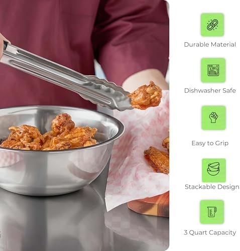OCS Parts 4-Pack 3 Quart Mixing Bowls | Set of 4 | 9.75" Stainless Steel