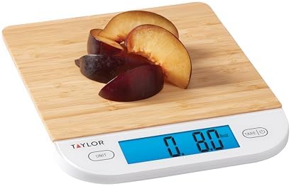 Taylor Bamboo Digital Backlit Kitchen Scale - 15 lb Max Capacity