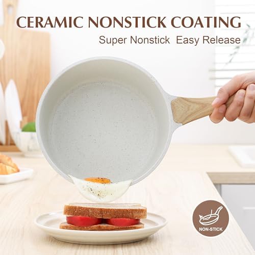 SENSARTE 2.5 QT Ceramic Nonstick Saucepan with Lid, PTFE/PFAS/PFOA Free