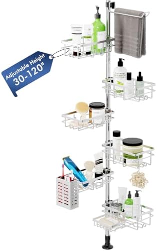 Shower Caddy Corner Tension Pole,Stainless Steel Shelves Bathroom Organizer