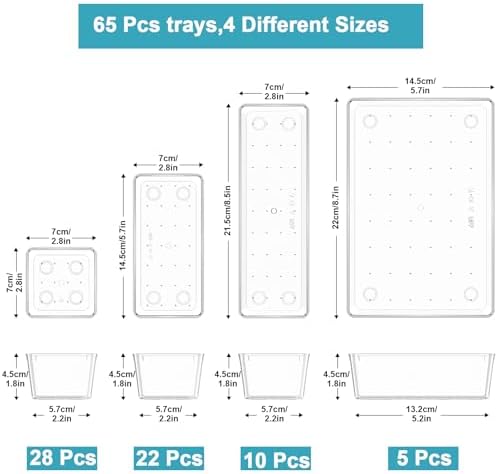 Manalete 65 Pcs Clear Plastic Drawer Organizer, Makeup & Vanity Organizer