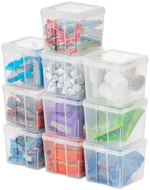 IRIS USA Flip Top Storage Containers |Made in USA| Small (10-Pack) - Clear
