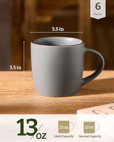 famiware Mercury Coffee Mugs 13 oz, Coffee Mugs Set of 6 with Handle