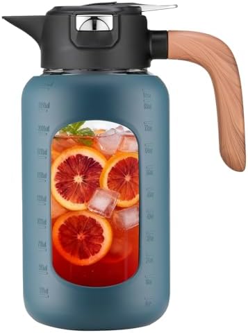 84 oz/2.5 Liter Glass Pitcher with Lid and Handle, Glass Carafe/Jug for Hot/Cold Water, Large Iced Tea Pitcher for Coffee, Juice and Homemade Beverage