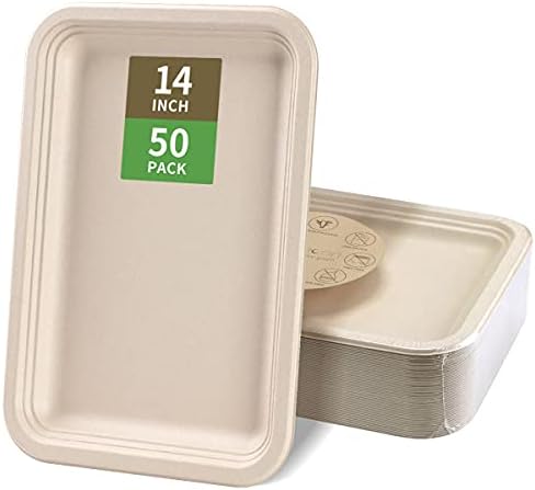 bloomoon 14 Inch Disposable Food Trays for Party 50 Pack Crawfish Trays