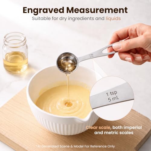 6Pcs Measuring Spoons Set, Stainless Steel Kitchen Measure Tools