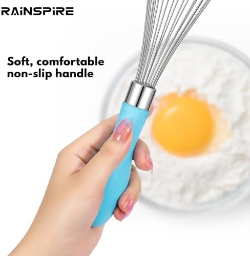 Whisk for Cooking Reinforced Anti-Break Handle Stainless Steel 3Pack Blue