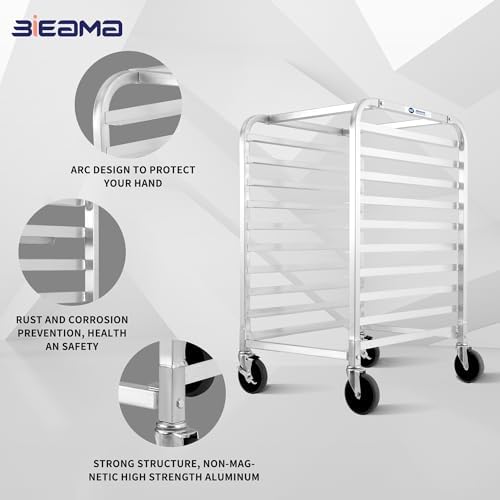 BIEAMA 10-Tier Full Size Sheet Pan Rack, NSF Aluminum Bun Pan Rack