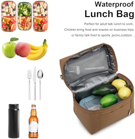 NOL Insulated Lunch Bags for Women Cooler Bag Lightweight Nylon Waterproof Lunch Box for Work Brown Small 4L