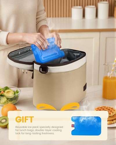 LOVEVOOK Insulated Lunch Box for Women Men, Reusable Lunch Bag for Work Picnic Beach College School, Leakproof Cooler Bag with Shoulder Strap & Ice Pack, Lunch Box/Bag for Mom Teacher Kids Girl Boy