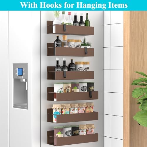 HuggieGems Metal Magnetic Spice Rack for Refrigerator Bronze, 6 Pack