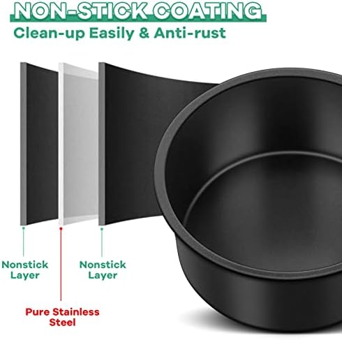 TeamFar 4 Inch Cake Pan, Non-stick Round Layer Cake Baking Pan Set of 3