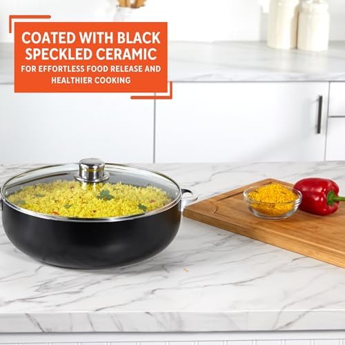 IMUSA 9 Qt Bistro Cera Aluminum Speckled Black Ceramic Caldero Oven Safe