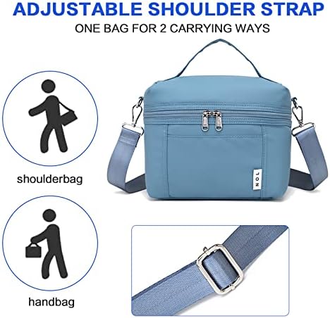 NOL 8L Insulated Lunch Bags for Women Cooler Bag Lightweight Nylon Waterproof Lunch Box For Work(Medium(normal), Dusty blue