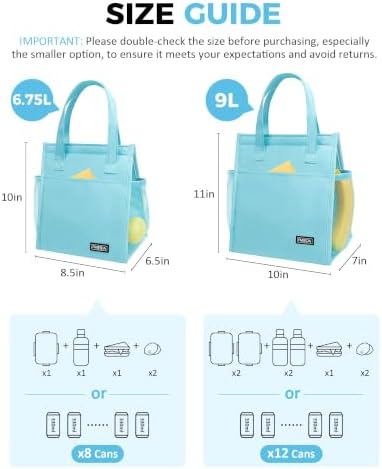 6.75L Small Insulated Lunch Bag, Reusable Cooler Tote Thermal Snack Bag