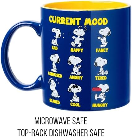 Silver Buffalo Peanuts Snoopy Current Mood Emotions, Ceramic Mug, 20oz