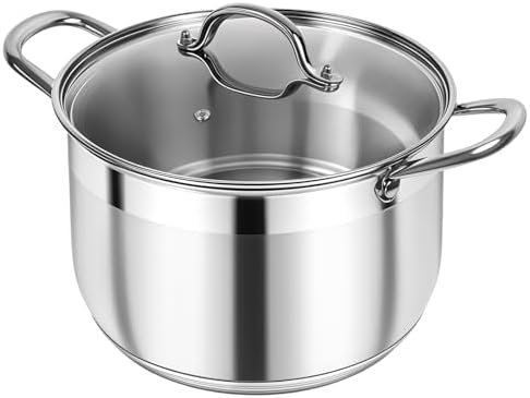 Kirecoo 12 Quart Stainless Steel Heavy Duty Stock Pot with Visible Lid