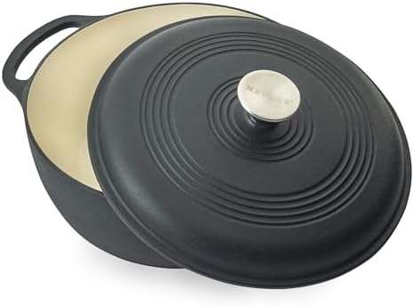 Mercer Culinary Enameled Cast Iron Round Dutch Oven, 6 qt., Matte Black