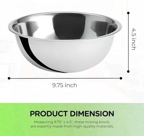 OCS Parts 4-Pack 3 Quart Mixing Bowls | Set of 4 | 9.75" Stainless Steel