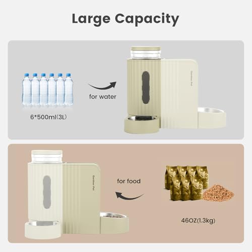 Gravity Automatic Cat Feeder, Water & Food Dispenser Set, Stainless Bowls