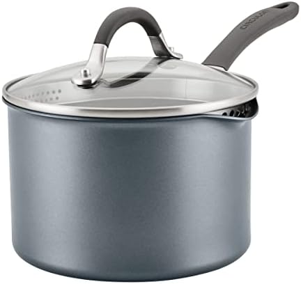 Circulon A1 Series Nonstick Straining Sauce Pan with Lid, 3-Quart, Graphite