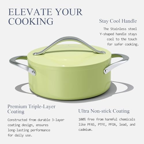 CookinCraze Ceramic Dutch Oven with Lid, 4.5 QT Nonstick Pot for Baking