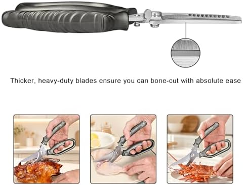 CHEN-KE Rust Resistant Heavy Duty Multipurpose Kitchen Shears-Grey