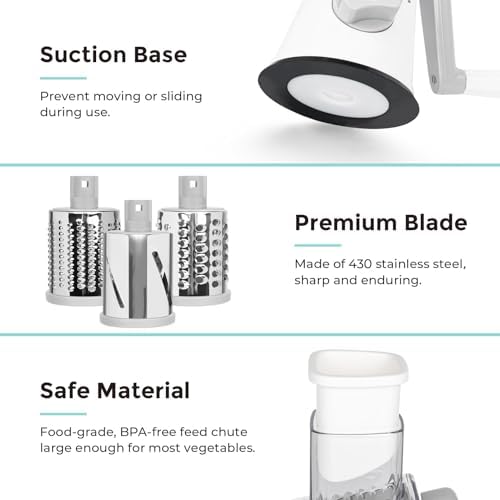 X Home Rotary Cheese Grater for Kitchen, White