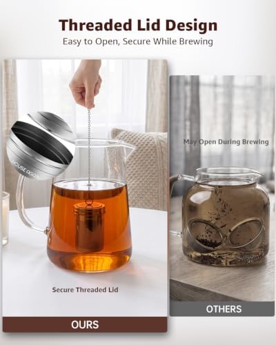 HOUSE AGAIN Tea Infuser, Extra Fine Mesh Tea Strainers for Loose Tea, 18/8 Stainless Steel Tea Strainer with Extended Chain Hook, Tea Steeper for Brew Tea, Spices & Seasonings for Single Cup, 1 Pack
