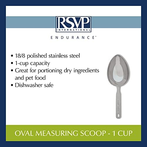RSVP International Endurance Stainless Steel Measuring Scoop Collection, Oval, 1-Cup