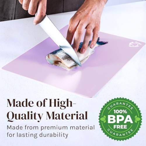 Flexible Plastic Cutting Board Mats for Kitchen, Set of 4 Thick Large 15x12