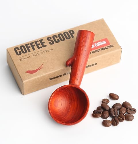 Padauk Coffee Scoop,Wooden Coffee Bean Measuring Spoon,5g Capacity,Natural Wood Coffee Scoop for Tea,Sugar & Powder,Rustic Kitchen Gift for Coffee Lovers