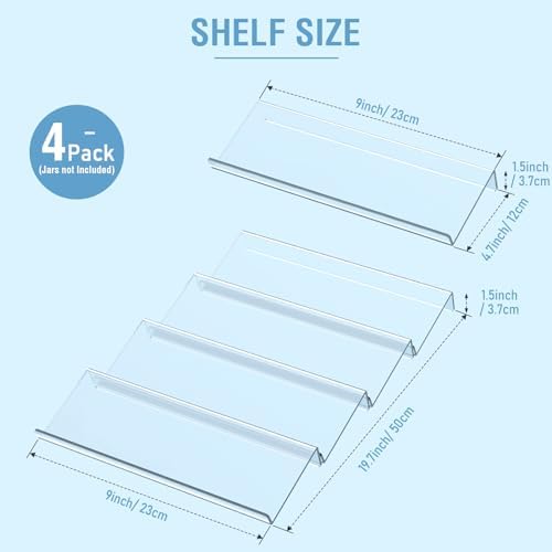 Suneerplay Spice Drawer Organizer 4 Tier, Acrylic Seasoning Organizer Rack, Clear Spice Rack Tray, Kitchen Seasoning Jars Drawers Insert (Jars Not Included/Expandable From 9" to 18") (Pack of 3)