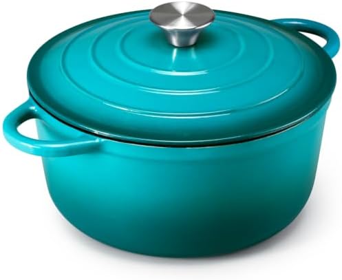 Leonyo 4-Quart Enameled Cast Iron Dutch Oven Pot with Lid, Lake Green