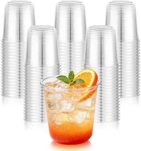 KesaPlan 150 Pcs 12oz Plastic Clear Cups, Disposable Wine Cocktail Glasses