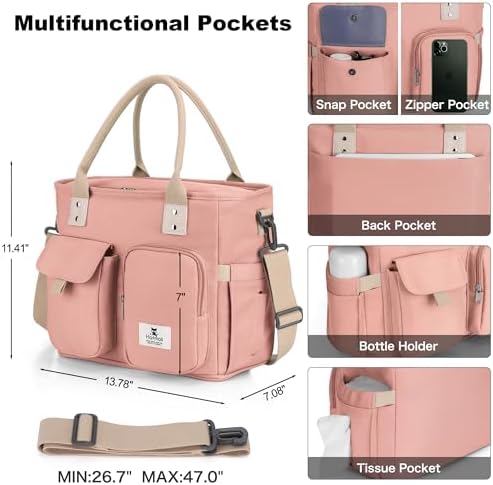 Hafmall Large Lunch Box for Adults, Insulated Lunch Bag, Wide Opening, Pink