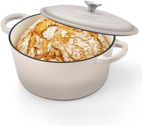 TeamFar 5Qt Dutch Oven, Enameled Cast Iron Dutch Oven with Lid&Dual Handles