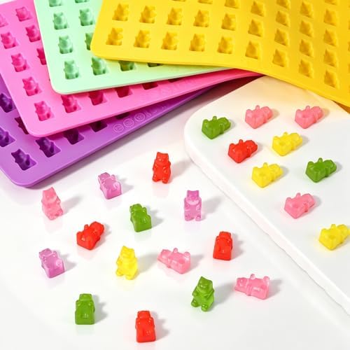 Gummy Molds Gummy Bear Mold - Mini Size Chocolate Candy Molds with 2 Droppers Nonstick Food Grade Silicone Molds Pack of 4