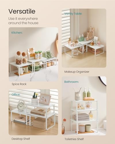 SONGMICS Cabinet Organizer Shelf, Set of 3 Spice Rack, Kitchen Storage