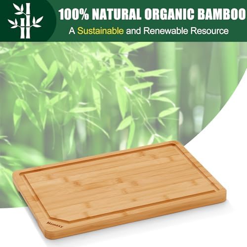 Homaxy Organic Bamboo Cutting Boards for Kitchen, 15"x10"