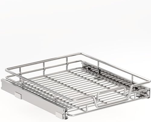 Kitchen Cabinet Pull Out Shelf and Drawer Organizer Slide Out Pantry Storaqe Basket in Multiple Sizes (17" W x 18" D,1 Tier)