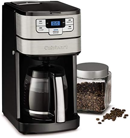 Cuisinart Automatic Grind & Brew 12-Cup Coffee Maker with Blade Grinder, Programmable Coffee Machine Glass Carafe with 1-4 Cup Setting, Brew Pause, Grind-Off Option, DGB-400NAS, Black/Stainless Steel