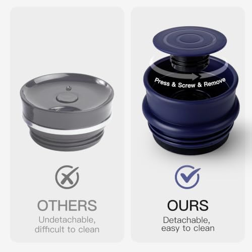 Travel Coffee Mug with 360°Lid, 12 oz Coffee Tumbler Insulated Travel Mugs for Hot and Cold, Vacuum Insulated Stainless Steel Coffee Cup Leak Proof Spill Proof-Navy Blue