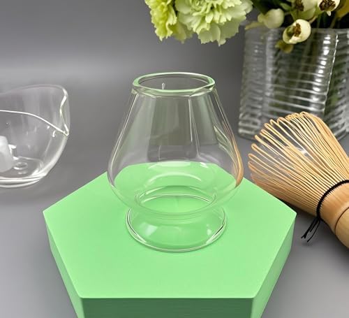 Glass Matcha Whisk Holder, Matcha Chasen Holder, Matcha Whisk Stand for Bamboo Matcha Chasen, Matcha Set Accessories for Tea Ceremony (Clear)