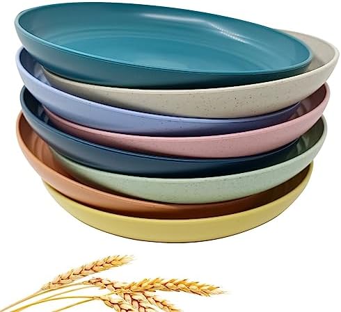 CAMBUY Wheat Straw Plates 8 Pack 10 Inch Extra Large Plate Set