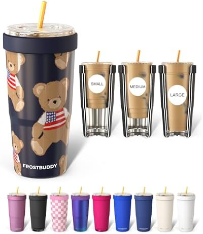 Frost Buddy Togo Buddy 30 oz Stainless Steel Vacuum Insulated Tumbler To Go Coffee Cup – Iced Coffee Sleeve, Travel Mug, Thermal Cup for Hot & Cold Drinks, Dunkin Cup (Stars&Snuggles)