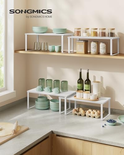 SONGMICS Cabinet Organizer Shelf, Set of 4 Spice Rack, Kitchen Storage