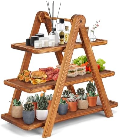 Manspdier Extra Large Wood 3 Tier Serving Tray Three Tiered Cupcake Stand